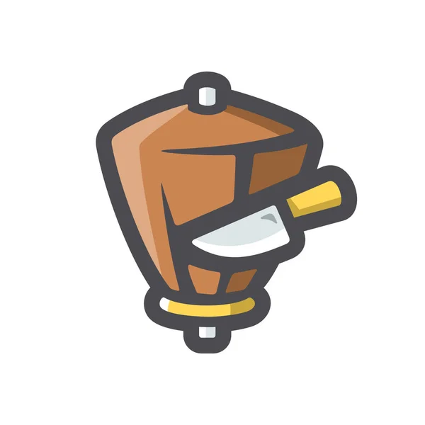 Doner kebab and knife Vector icon Cartoon illustration — 스톡 벡터