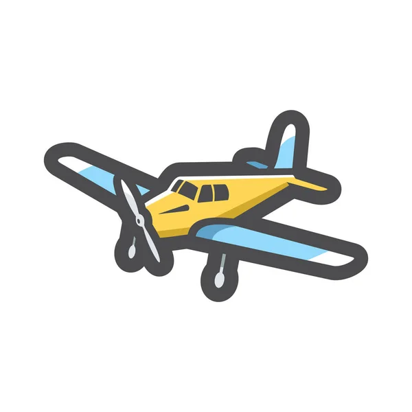 Eindecker Altes Flugzeug Vektorsymbol Cartoon Illustration — Stockvektor