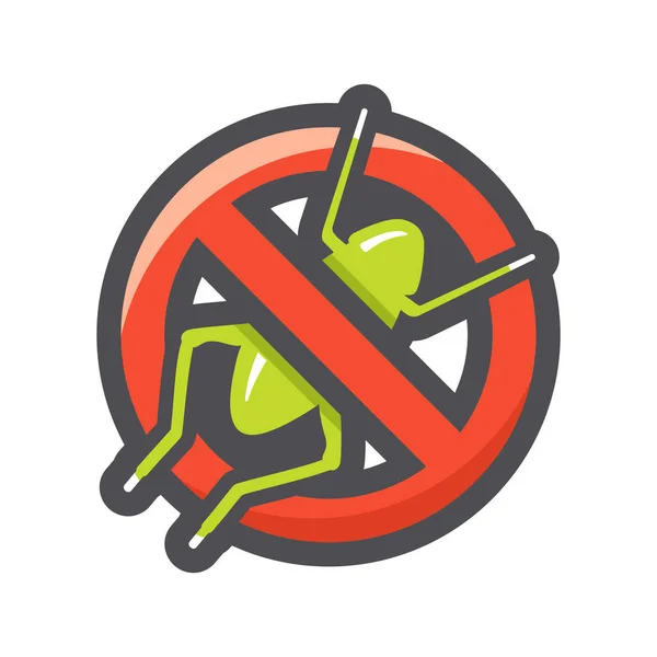 No Insect Red prohibition sign Vector icon Cartoon illustration. — Stock Vector