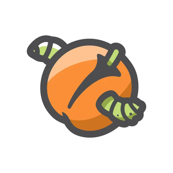 Peach and Worm Vector icon Cartoon illustration. — 스톡 벡터