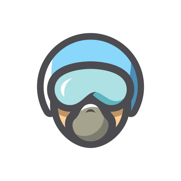 Pilot Helmet Head Vector icon Cartoon illustration — Stock Vector