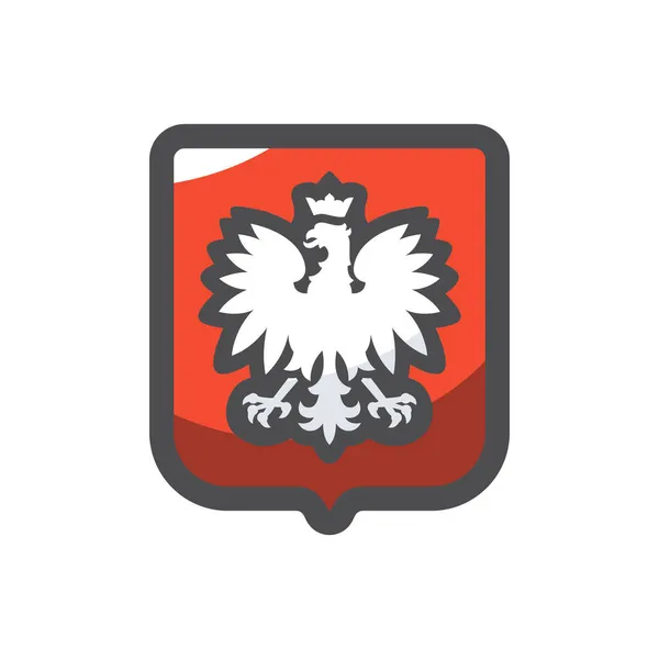 Polonia escudo de armas Vector icono Ilustración de dibujos animados. — Vector de stock