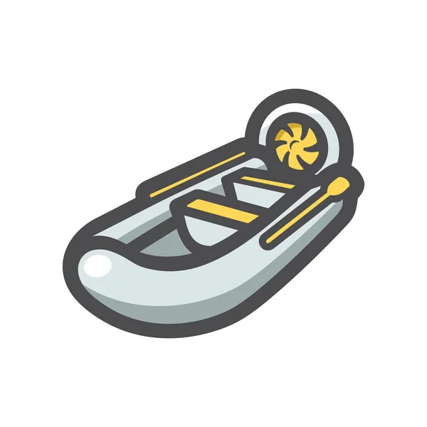 Inflatable rubber Motor Boat Vector icon Cartoon illustration — Stock Vector