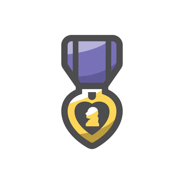 Purple Heart Award with ribbon Vector icon Cartoon illustration — Stock Vector