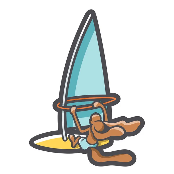 Dog Windsurfen Zeilplank Vector icoon Cartoon illustratie. — Stockvector