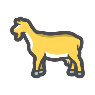 Keçi Mandırası Çiftliği Hayvan Vektörü Simgesi Çizim.