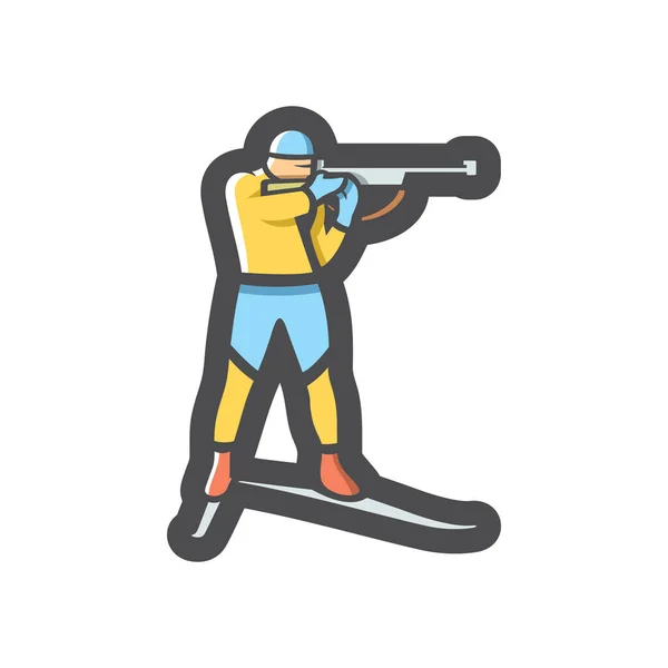 Biathlon shooter narciarz cel Wektor ikona Ilustracja kreskówki — Wektor stockowy