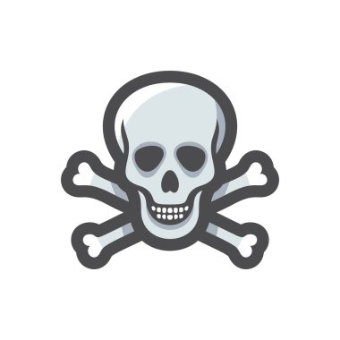 Çapraz Kemikli Kafatası Vektör Simgesi Çizim Çizimi