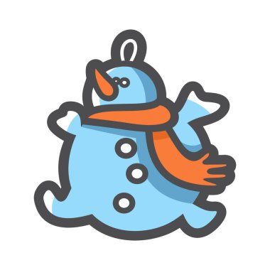 Kardan Adam Kar Sanatı Vektör Simgesi Çizim Çizimi