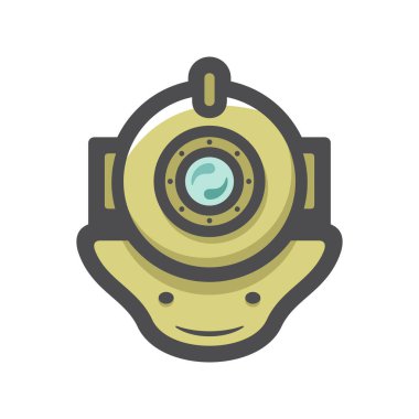 Sualtı dalış başlığı Vektör Simgesi Çizim Çizimi