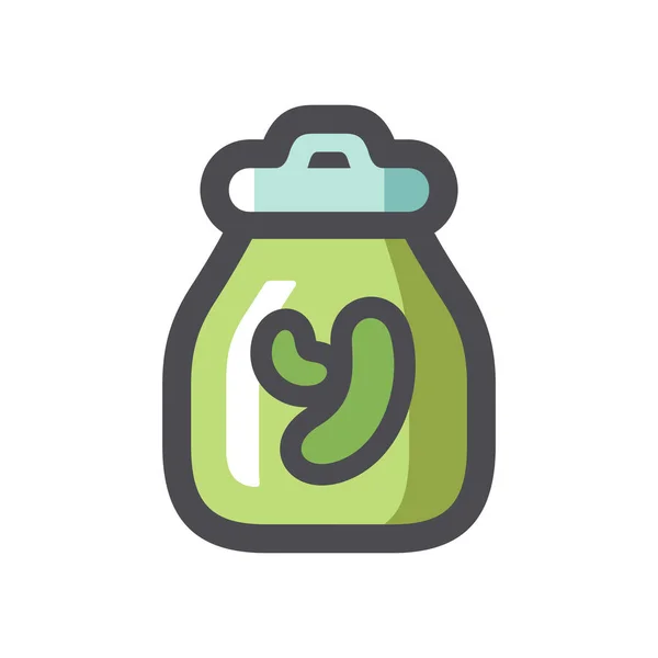 Canned Cucumbers glass jar Vector icon Cartoon illustration. — 图库矢量图片