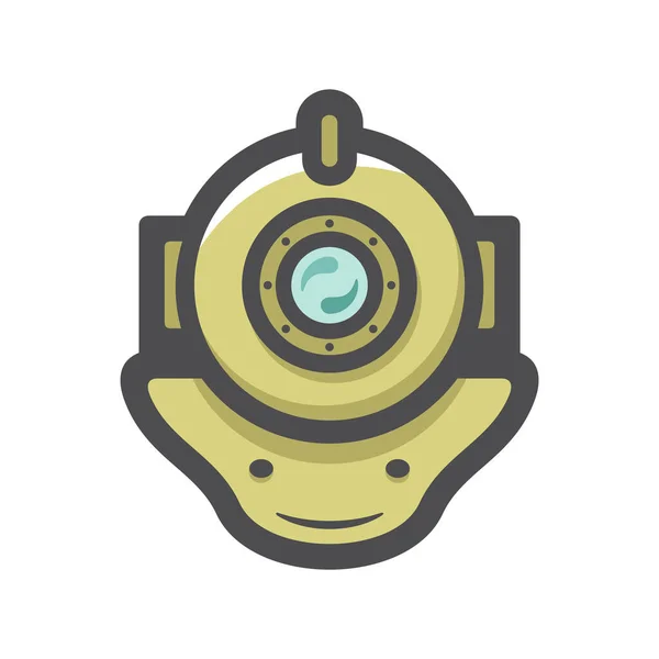 Underwater diving scuba helmet Vector icon Cartoon illustration — Stock Vector