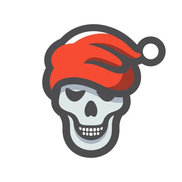 Skull Santa Claus hat Vector icon Cartoon illustration. — Stock Vector