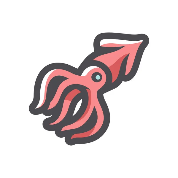 Tintenfisch mit Tentakeln Vector icon Cartoon Illustration — Stockvektor