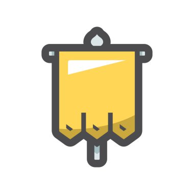 Altın ortaçağ bayrağı Vektör simgesi Çizgi Film illüstrasyonu.