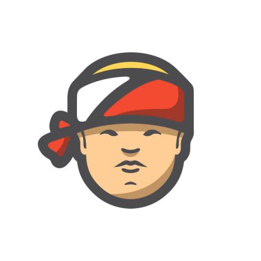 Asya Suşi Şefi Vektör Simgesi Çizim Çizimi.