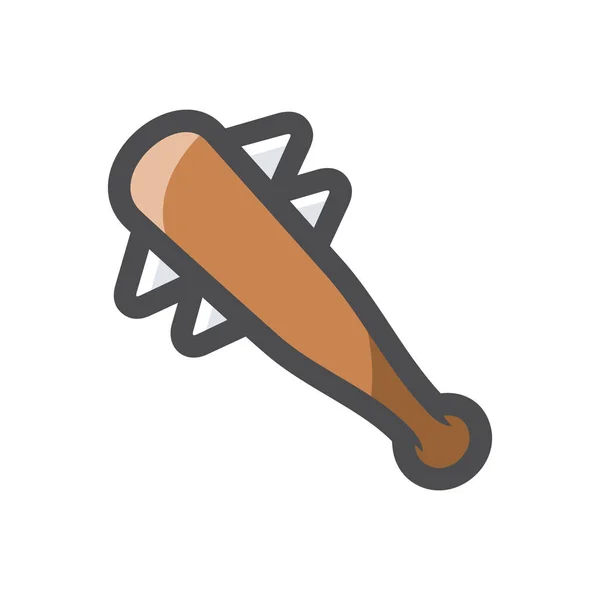 Baseballová pálka s kovovými hřebíky Vektorová ikona Cartoon ilustrace. — Stockový vektor