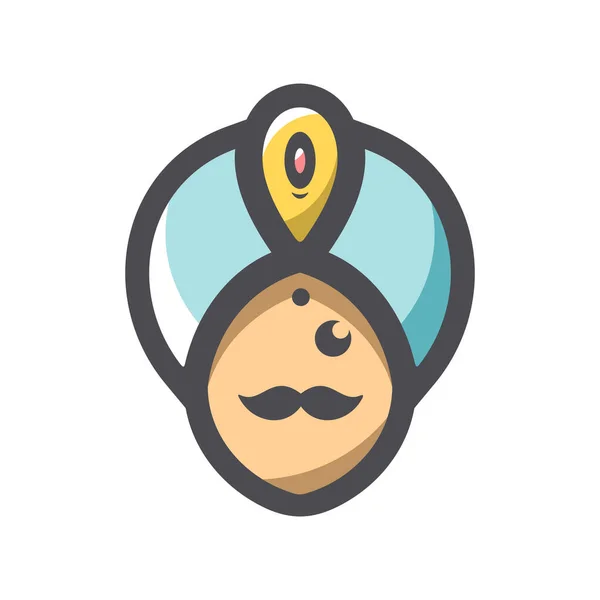 India Men Head Headwear Vector icon Картун ілюстрація — стоковий вектор