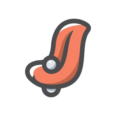 Gümüş delici vektör simgesi çizimi olan dil.