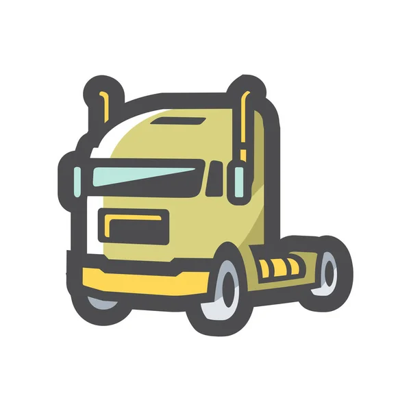 Grande ícone verde do vetor do caminhão ilustração dos desenhos animados. — Vetor de Stock