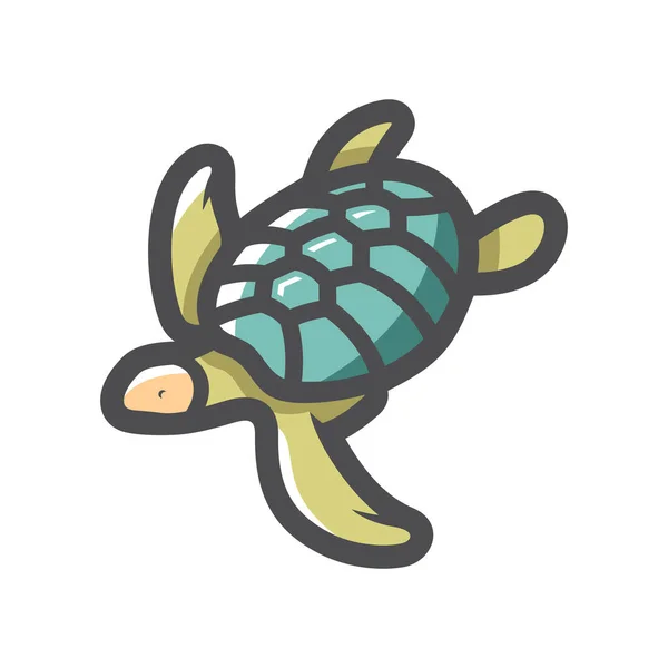 Turtle Water Animal Vector icon Cartoon illustration. — Stock Vector