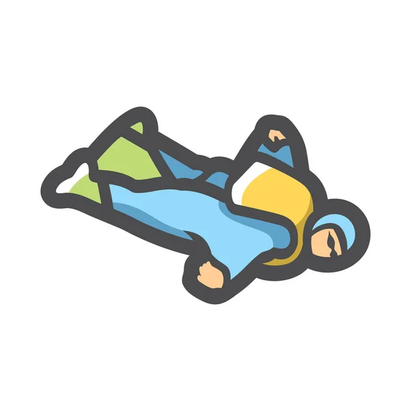 Skydiving With Wingsuit And Parachute Vector icon Cartoon illustration. — ストックベクタ