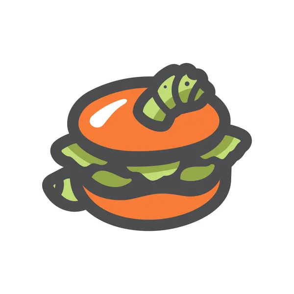 Fast Food e Worm icona vettoriale Illustrazione cartone animato. — Vettoriale Stock