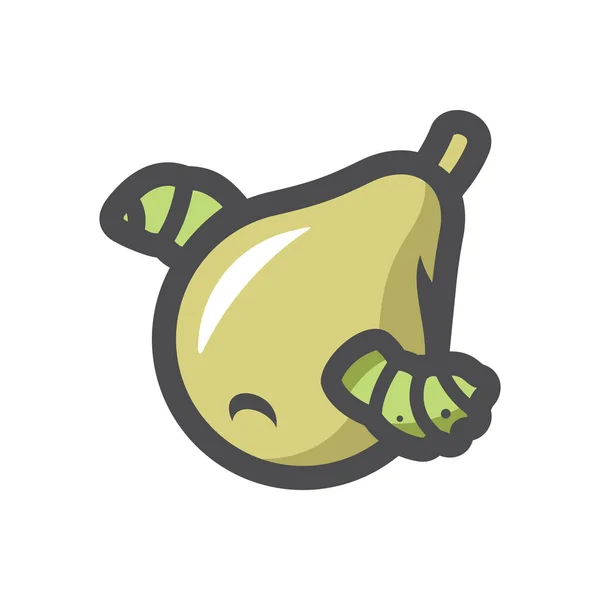 Pear and Worm Vector icon Cartoon illustration. — 스톡 벡터