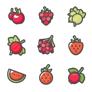 Vektör Böğürtlen Takımı. Küçük meyve simgeleri