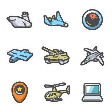 Askeri Simgelerin Vektör Kümesi. Savaş Gemisi