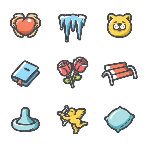 Conjunto de vectores de primavera Citas iconos. Melting, Romance, Poesía, Marzo, Ramo, Caminando, Amor, Emoción, Cama . — Vector de stock