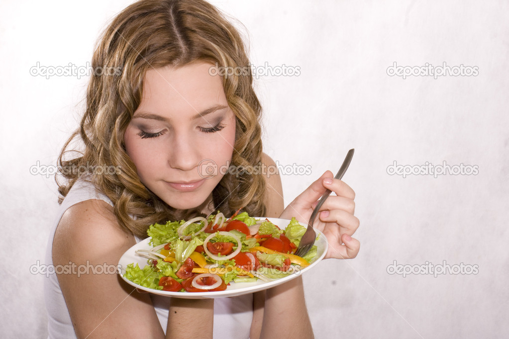 Girl with salad