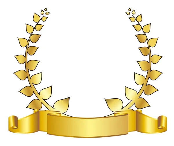 Corona de laurel de oro — Vector de stock