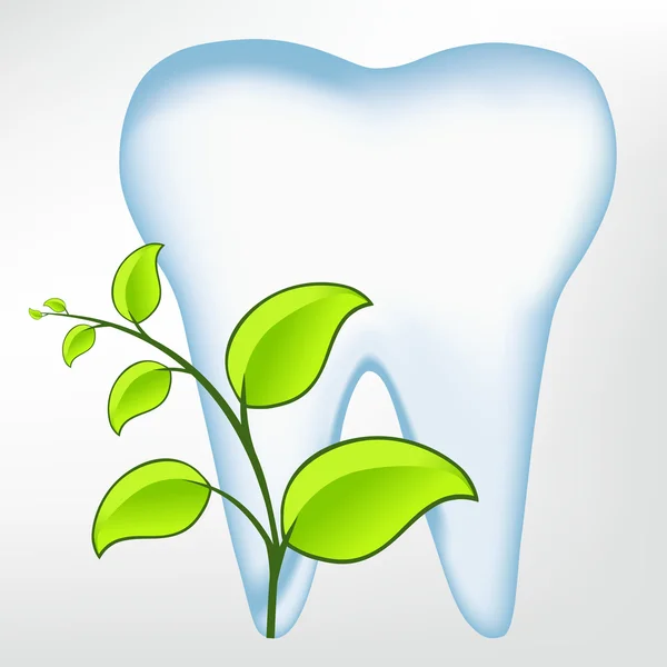 Dente de dente com folhas. ilustração de malha vetorial — Vetor de Stock