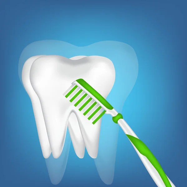Diente, cepillo de dientes. ilustración de malla — Vector de stock