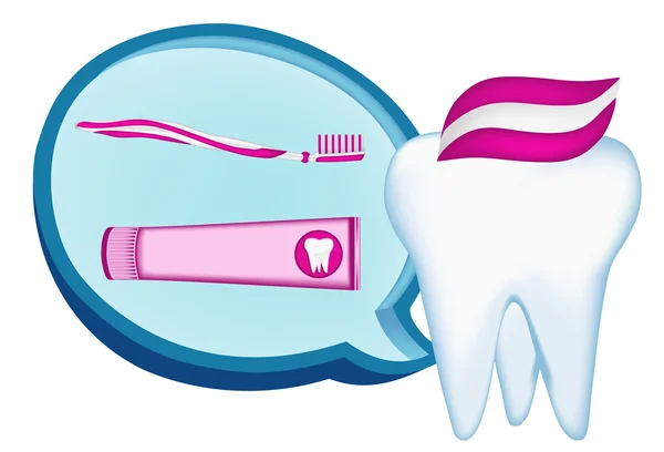 Dent, brosse à dents, dentifrice. illustration de maille — Image vectorielle