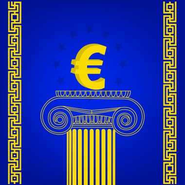 Eski tip popüler para birimi euro Yunanistan sütun. eps10 vektör çizim