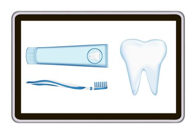 Diş tasarım öğesi gerçekçi tablet pc bilgisayar. eps10 mesh vektör çizim