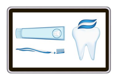 Diş tasarım öğesi gerçekçi tablet pc bilgisayar. eps10 mesh vektör çizim