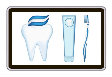 Diş tasarım öğesi gerçekçi tablet pc bilgisayar. eps10 mesh vektör çizim