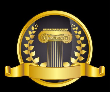 eski stil Yunanistan sütun ve altın defne wreathgold defne çelengi. eps10 vektör çizim