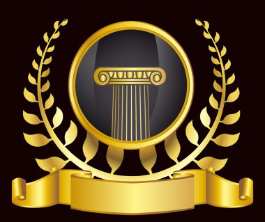 eski stil Yunanistan sütun ve altın defne wreathgold defne çelengi. eps10 vektör çizim