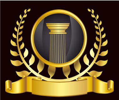 eski stil Yunanistan sütun ve altın defne wreathgold defne çelengi. eps10 vektör çizim