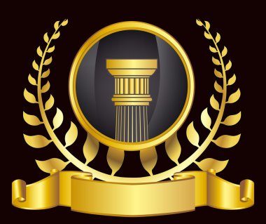 eski stil Yunanistan sütun ve altın defne wreathgold defne çelengi. eps10 vektör çizim