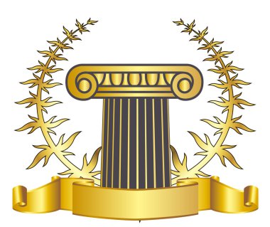 eski stil Yunanistan sütun ve altın defne wreathgold defne çelengi. eps10 vektör çizim