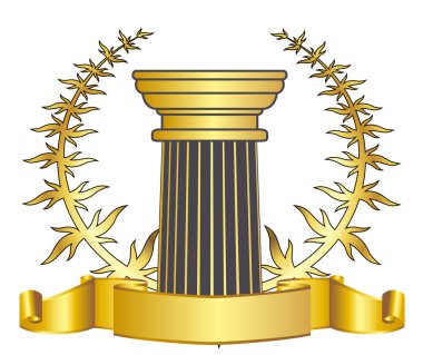 eski stil Yunanistan sütun ve altın defne wreathgold defne çelengi. eps10 vektör çizim