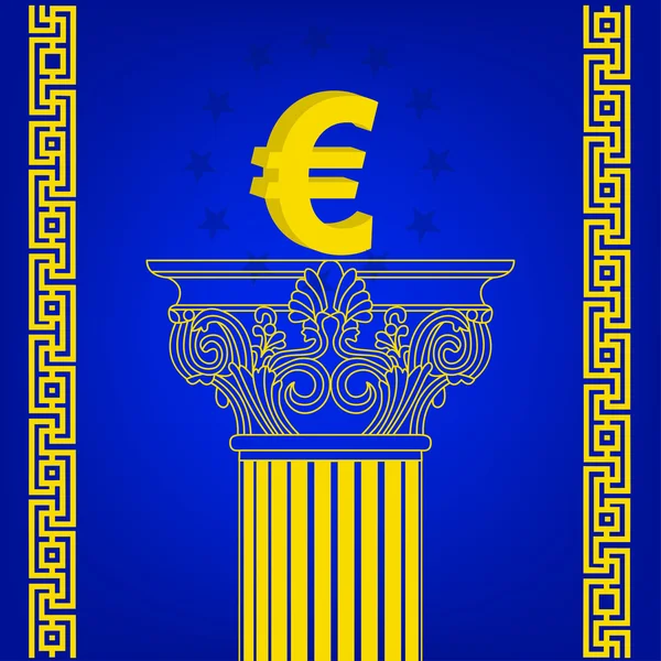 Columna griega de estilo antiguo con moneda popular Euro. ilustración vectorial eps10 — Vector de stock