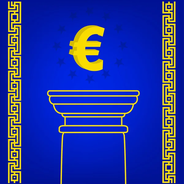 Coluna grega de estilo antigo com moeda popular Euro. eps10 ilustração vetorial — Vetor de Stock