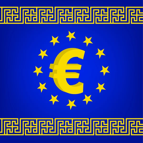Περίτεχνα στιλ Ελλάδα στήλη με το δημοφιλές νόμισμα ευρώ σημάδι. εικονογράφηση φορέας eps10 — Διανυσματικό Αρχείο