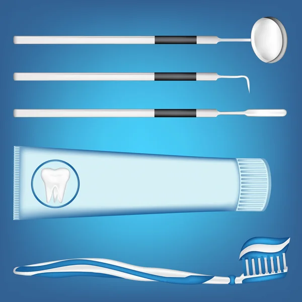 Elementos de diseño de dientes y herramientas dentales. ilustración vectorial eps10 — Archivo Imágenes Vectoriales